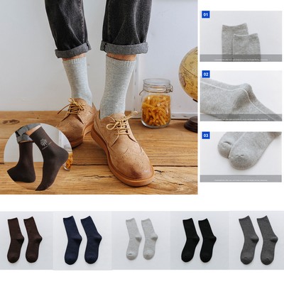 Men Casual Cotton Socks Mid-calf Length Socks For Adult Stretch Crew Socks Thick Warm Sock