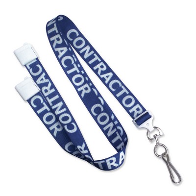 5/8" Pre-Printed Breakaway Lanyards with Swivel Hook, "Contractor"