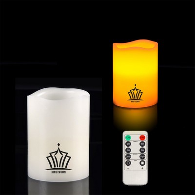 4"x3" Pillar Faux Candle Wavy Top w/Remote