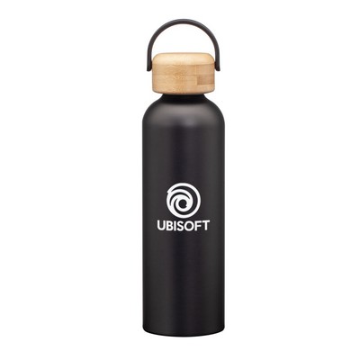 Greenstone Bottle w/Bamboo Twist Lid - 24oz Black