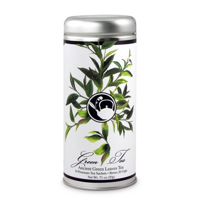 Tea Can Company Ancient Green Leaves Tall Tin