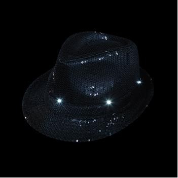 Light-Up Black Sequin Fedora