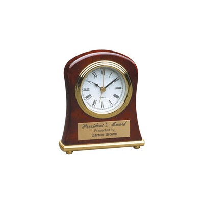 4.5" x 5" Bell Shaped Rosewood Piano Finish Clock