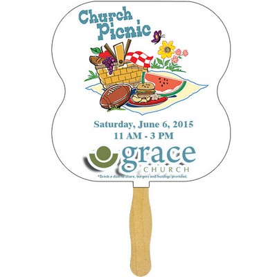 Hourglass Glued Hand Fan (1 Side/ Four Color Process Imprint)