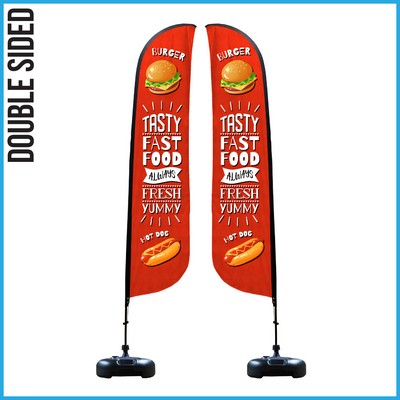 Feather Flag 16.5' Premium Double-Sided With Water Base & Carry Bag (X-Large) - Made in the USA