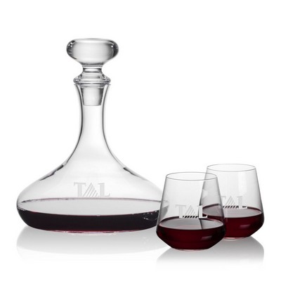 Stratford Decanter & 2 Cannes Stemless Wine