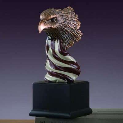 Eagle Head Trophy w/US Flag (4"x9.5")