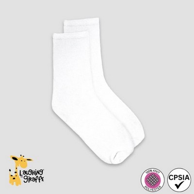 Kids Socks White 100% Polyester- Laughing Giraffe®