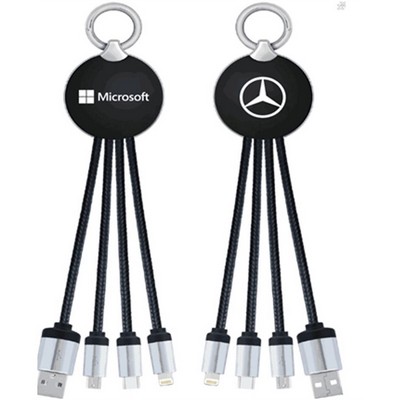 4 in 1 charge braided cable with LED light-up logo