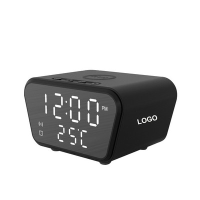 Wireless Charger Alarm Clock with Time Temperature LED Display