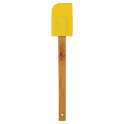 11 3/4" Yellow Silicone Spatula with Bamboo Handle