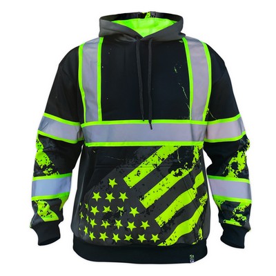 Stealth American Flag Reflective Safety Hoodie, Type O