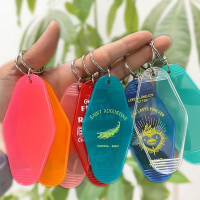 Translucent Plastic Hotel Keychain / Motel Key Tag