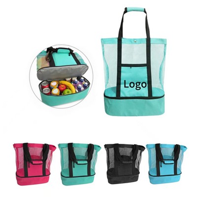 Mesh Beach Tote Bag With Cooler