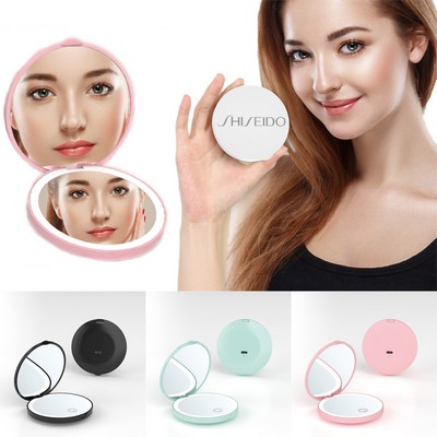 Recharaging LED Lighted Portable Travel Makeup Mirror