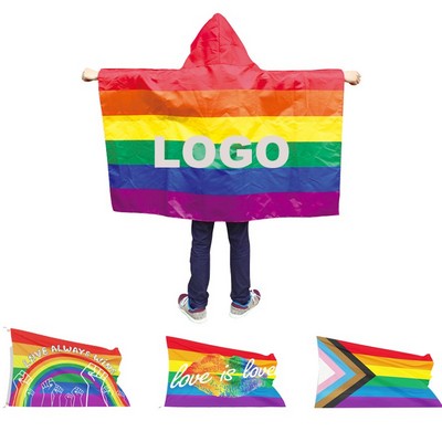 LGBT Pride Rainbow Polyester Festival Cape Cloak Wearable Flag 59"x35 1/2"