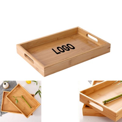 Rectangle Wooden Tray With Handle