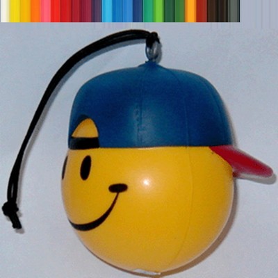 Baseball Cap Smiley Man Stress Reliever Keychain