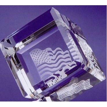 Optical Crystal Standing Cube Paperweight (2 3/8"x2 3/8"x2 3/8")