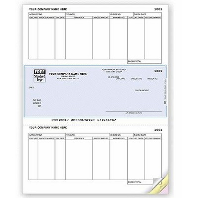 Laser Middle Accounts Payable Check - 3 Part