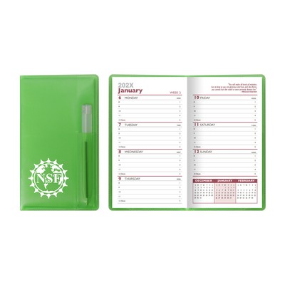 Translucent Vinyl Cover Weekly Planner with Flat Clear Pen