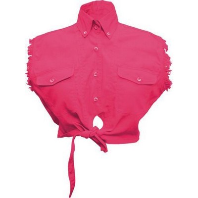 Pink Ladies Sleeveless Tie-Up Crop Shirt