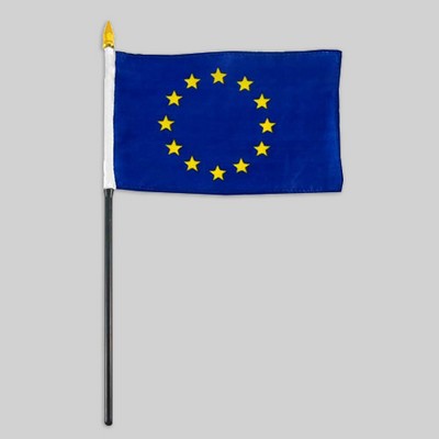 4"x6" European Union Flag With Black Plastic Pole & Gold Spear