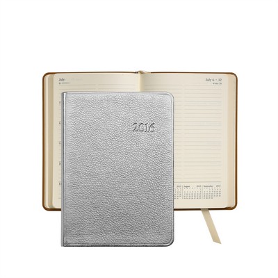 5-3/8"x7-3/8" Daily Journal Appointment Book W/ Metallics Leather