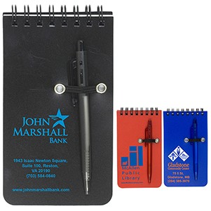 "Monterey" Pocket Sized Spiral Jotter Notepad Notebook w/Pen