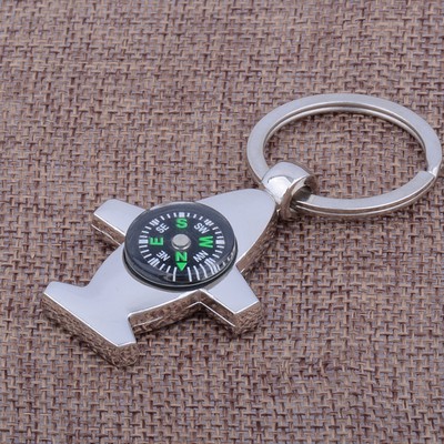 Plane Shaped Compass Key Chain