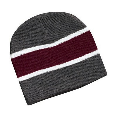 Sportsman Striped Knit Beanie (Embroidery)