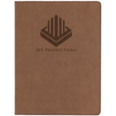 Dark Brown Leatherette Portfolio w/Notepad (9.5 x 12")