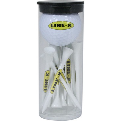 1 Ball Tube & 12 , 2 3/4" Golf Tees and 1 Plain White Golf Ball w/Your Logo in Tube Pack