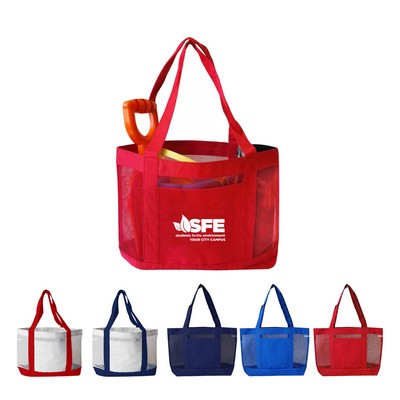 Mesh Tote Bag w/ Front Open Pocket - Multi Colors