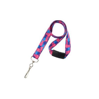 Autism Awareness Lanyard - Pink/Blue/Navy