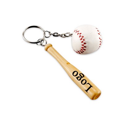 Promotional Baseball Bat/Ball Keychain