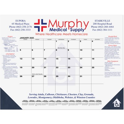 Black Calendar Desk Pad w/Two Color Imprint (21¾"x17")