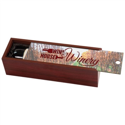 Rosewood Finish Wine Box with Full Color Lid