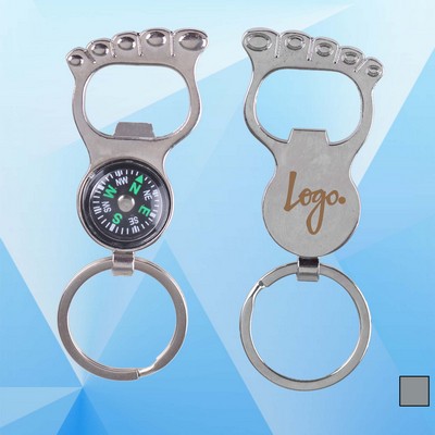 Foot Shaped Bottle Opener w/Compass & Keyring