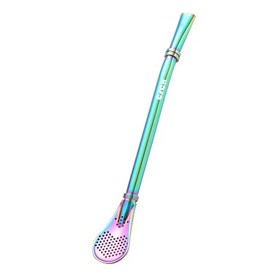 Colorful Stainless Steel Straw Spoon