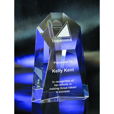 Facet Hexagon Tower optical crystal award/trophy.7.5"H