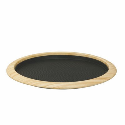 14'' Round Natural Elements Light Wood Tan Tray w/Removable Insert