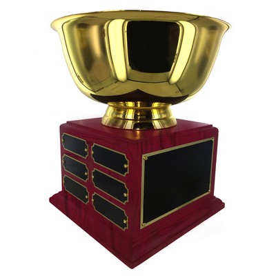 8" Gold Bowl Perpetual Trophy Bowl w/12 Name Plates