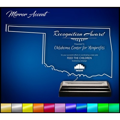 11" Oklahoma Clear Acrylic Award with Mirror Accent