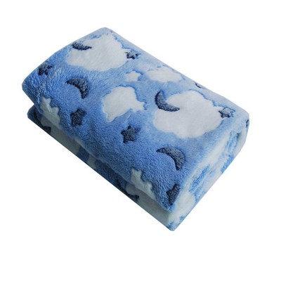 Blue Moon Start Pattern Coral Fleece Pet Blanket