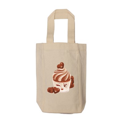 Canvas Double Bottle Wine Tote - Full Color Transfer (5.5" x 10.5" x 3")