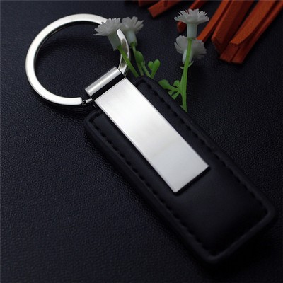 Premium PU Leather Keychain w/Zinc Alloy Key Ring