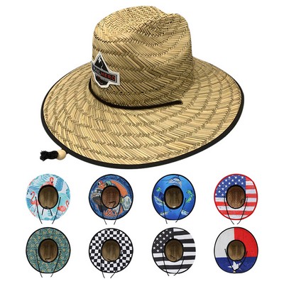 Straw Lifeguard Hat with Woven Patch