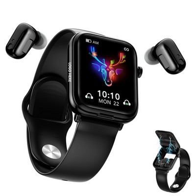 Fitness Tracker Bracelet With Wireless Ear Buds