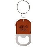 Oval Rawhide Leatherette Bottle Opener Keychain